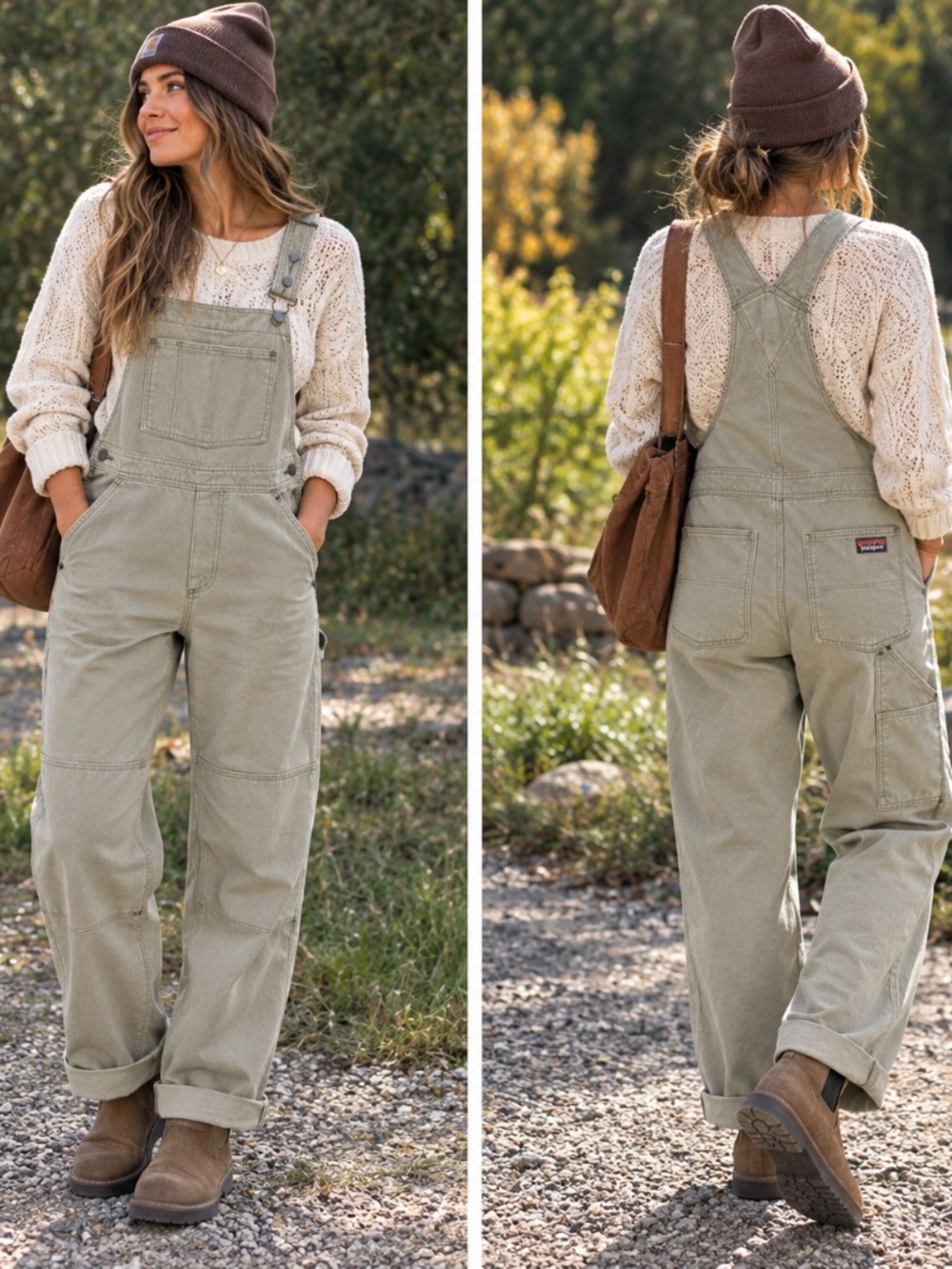 Women’s olive green Patagonia overalls Large